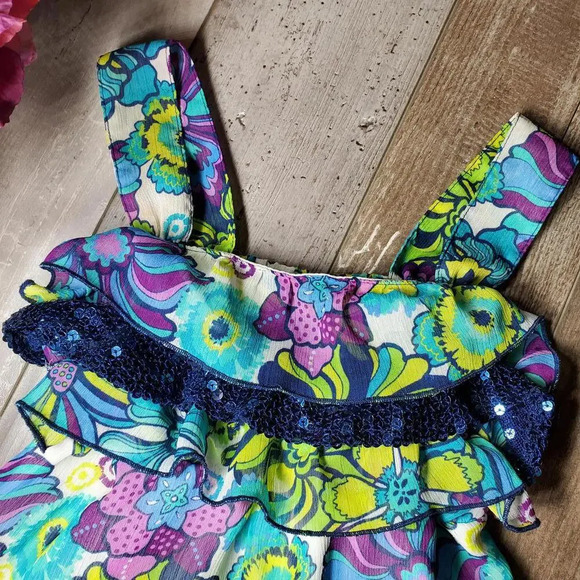 Pogo Club of NY Floral Tank Top Sequin Blouse Girl's Size Medium (7/8) - Picture 12 of 12